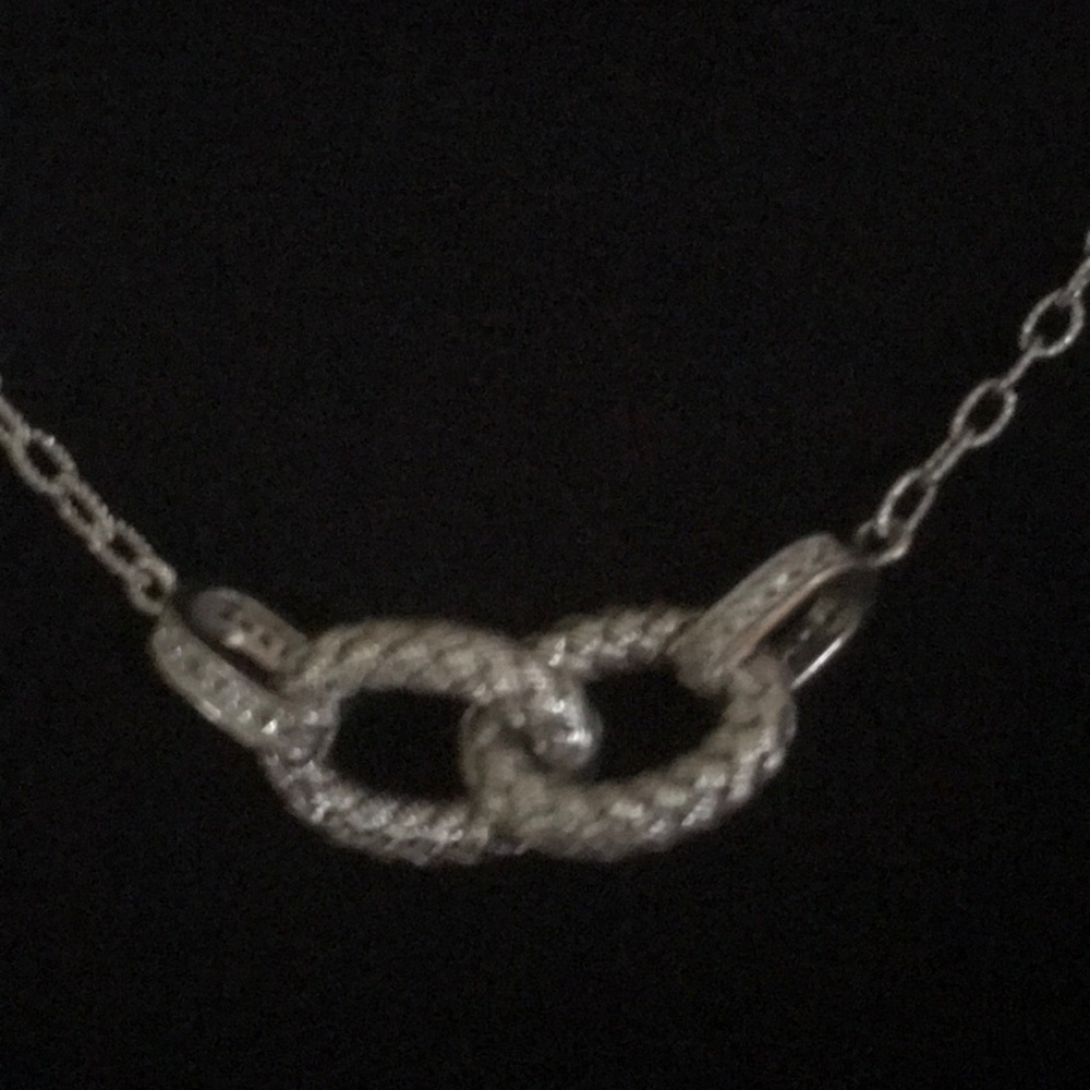 Sterling Silver W/Rhinestone Interlocking Necklace - image 4
